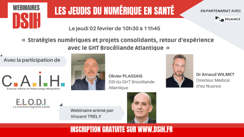 Illustration #Webinaire DSIH | Jeudi 02/02 « Stratégies numériques et projets consolidants, retour d’expérience avec le GHT Brocéliande Atlantique »