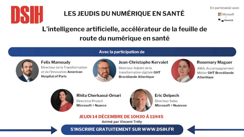 Illustration #Webinaire DSIH | Jeudi 14/12 « L’intelligence artificielle, accélérateur de la feuille de route du numérique en santé »