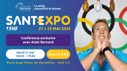 Illustration Santexpo 2024 – Le champion olympique Alain Bernard sera sur le stand Cegedim – Claude Bernard K84