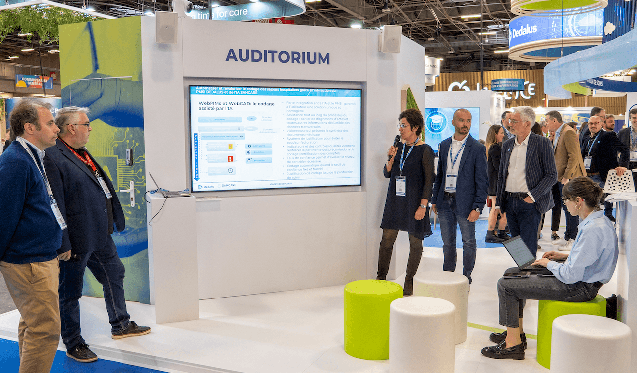 Illustration Vu à SantExpo 2025 : Automatiser et revaloriser le codage des séjours hospitaliers grâce à l’interaction du PMSI Dedalus et de l’IA SANCARE
